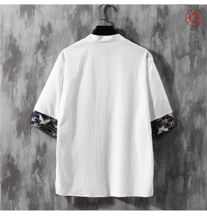 Summer thin loose embroidered linen boutique short sleeve T-shirt