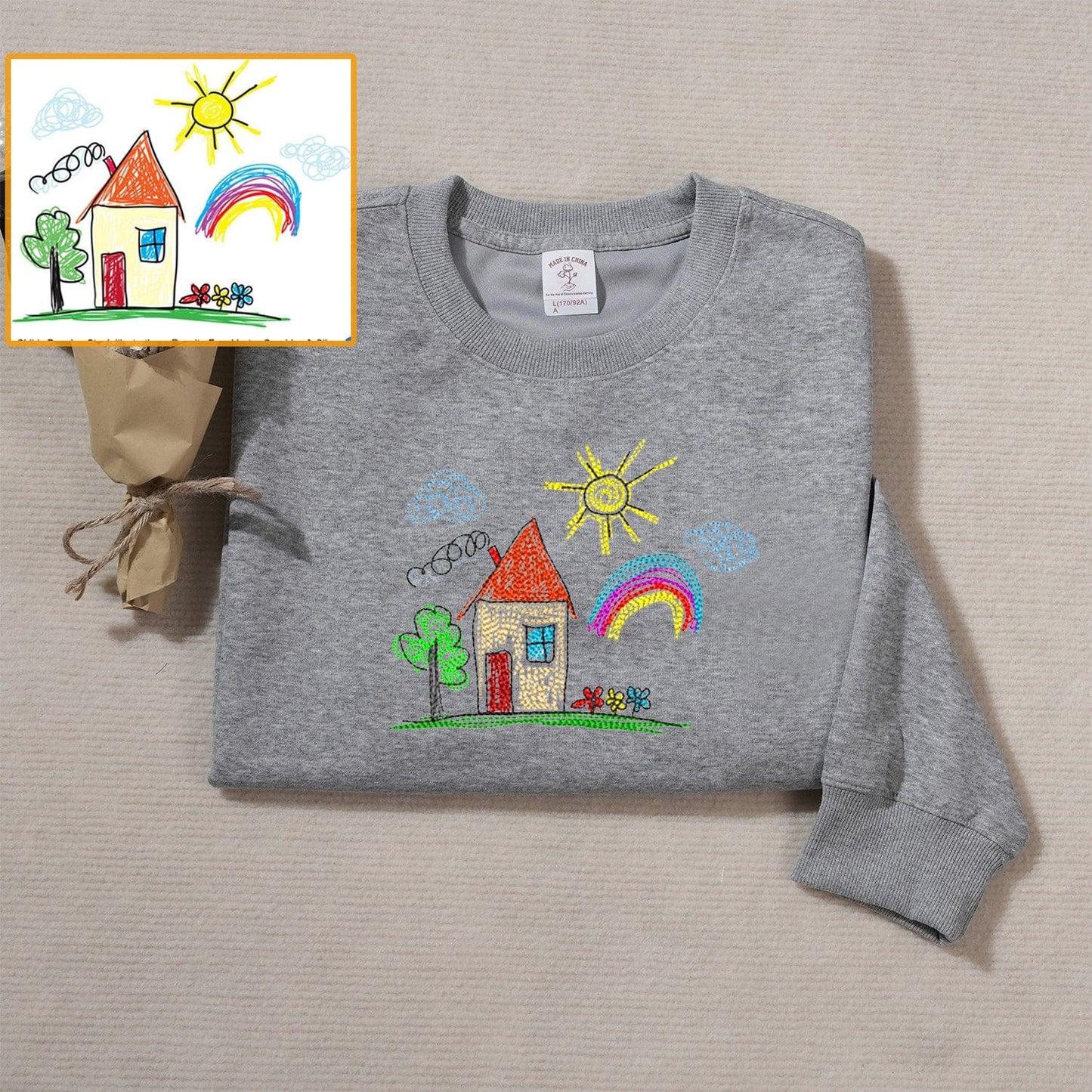 Custom hand-painted embroidered sweatshirt