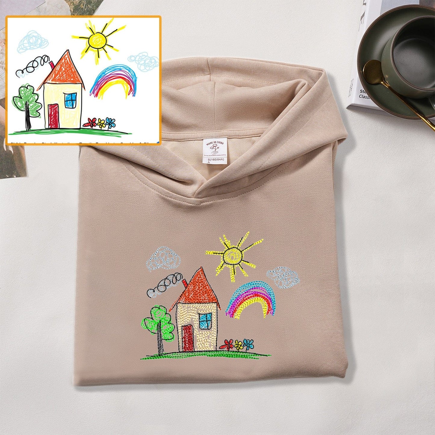 Custom hand-painted embroidered sweatshirt