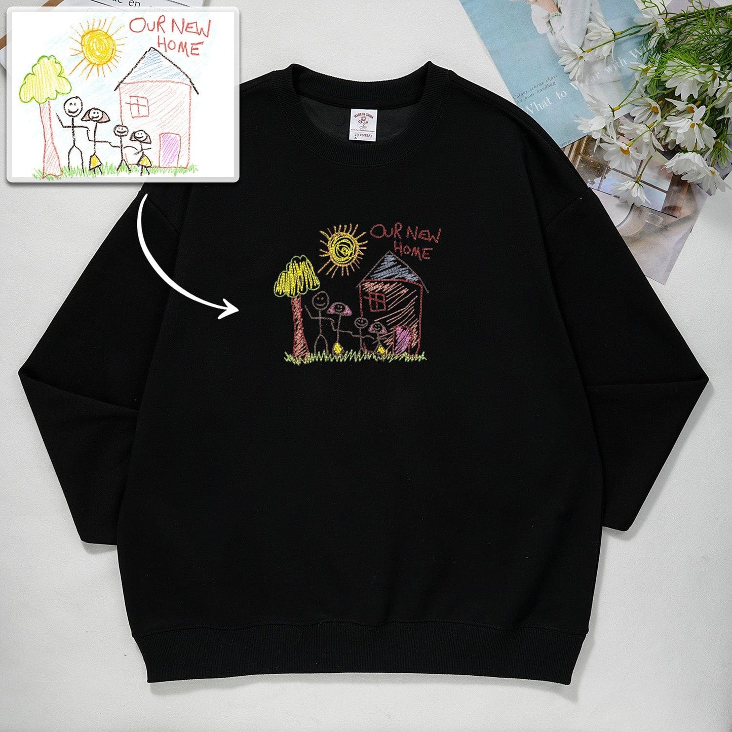 Custom hand-painted embroidered sweatshirt