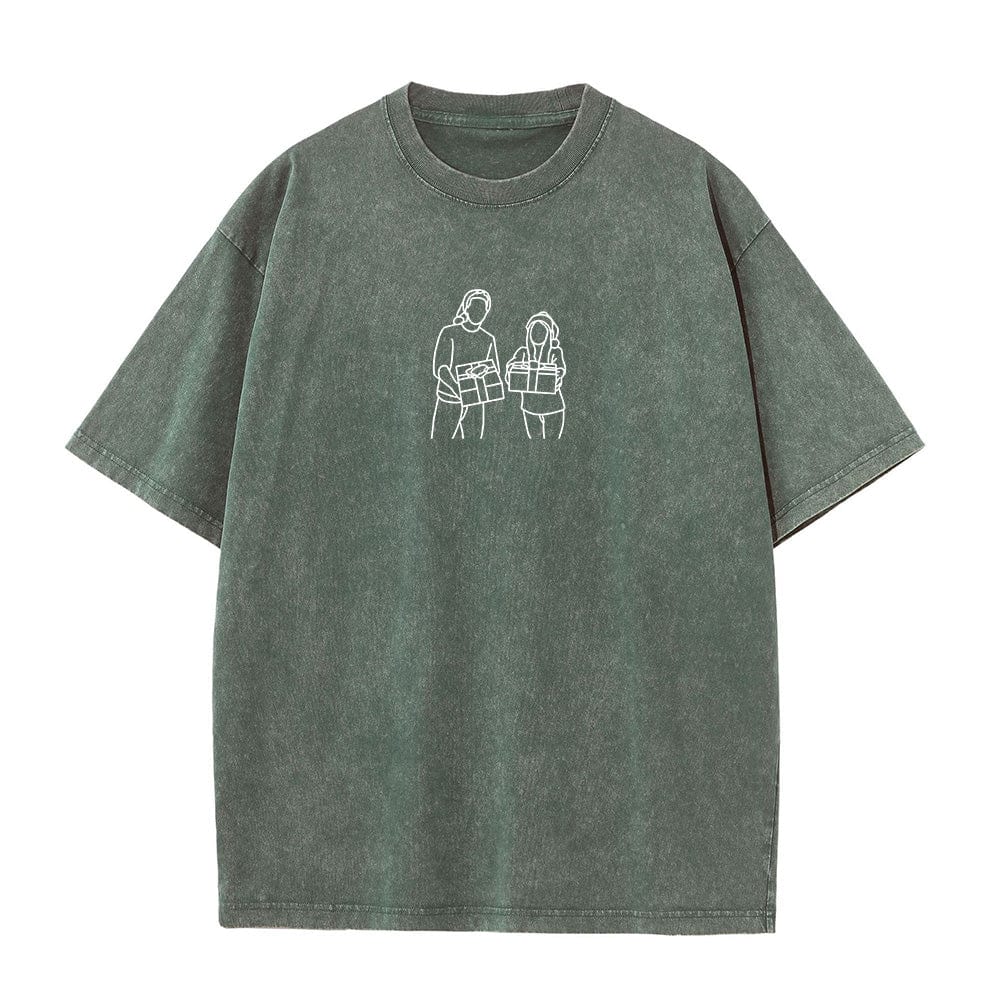 Wash T-shirt personalized embroidery - player, color embroidery, contour embroidery