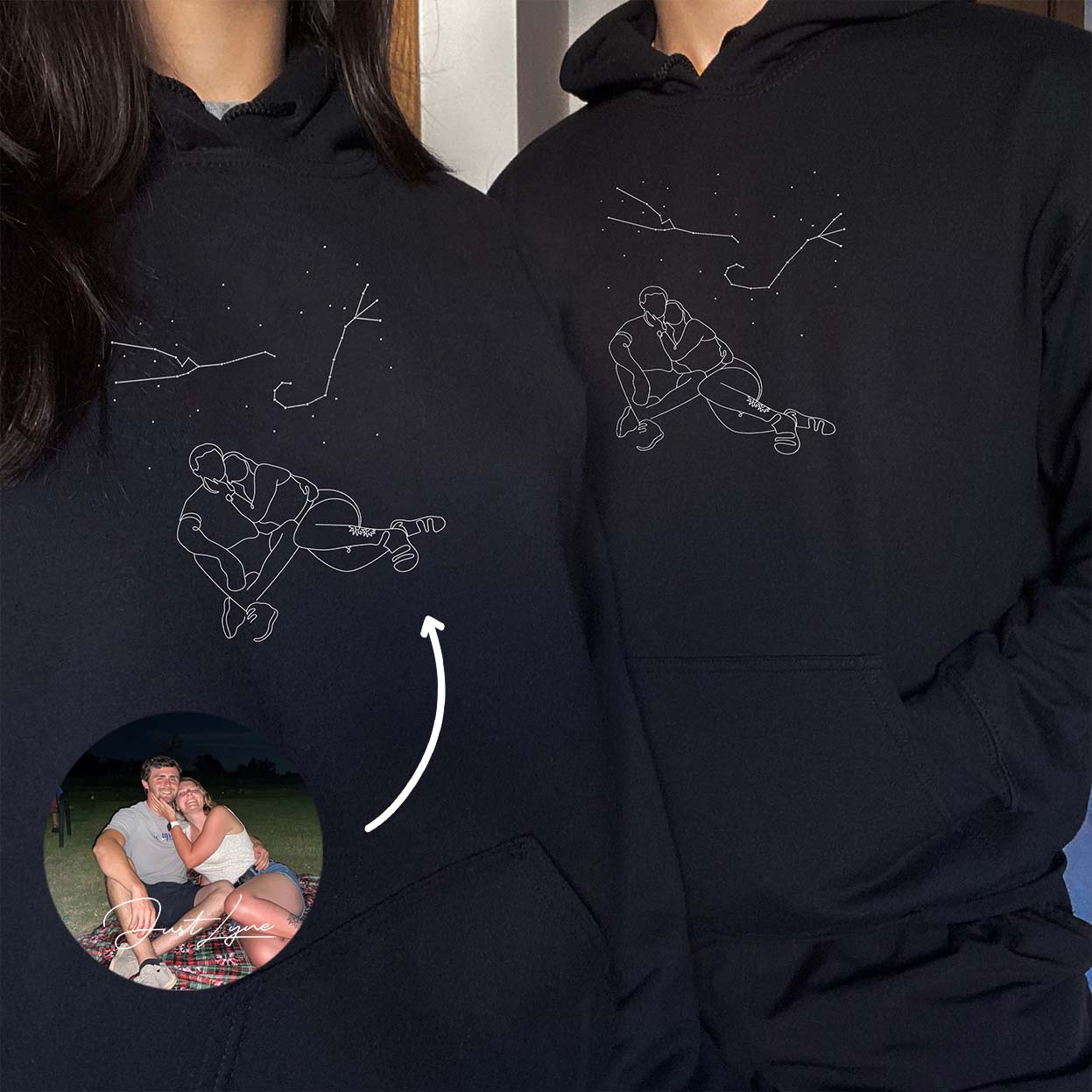 Custom Embroidered Hoodie with Text On Sleeve
