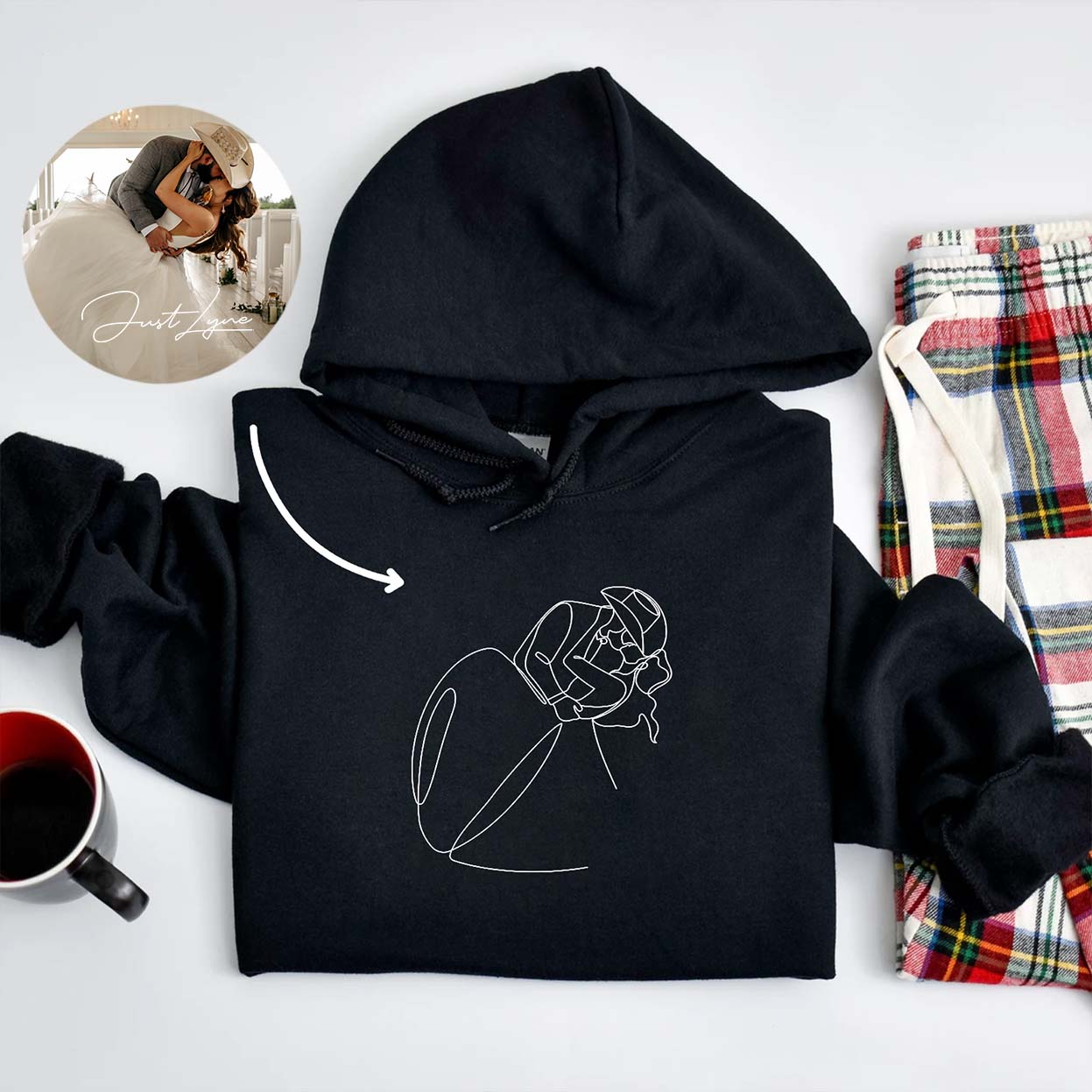Custom Embroidered Hoodie with Text On Sleeve