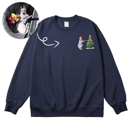 Embroidery of pets, Christmas tree embroidered sweatshirt, upload photos to match various Christmas trees, Christmas gifts.