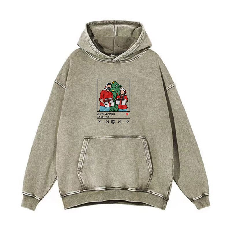 Custom embroidered music player portrait hoodie, personalized couple and family gift
