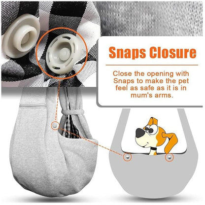 Personalised Grey dog Sling Carrier for small dog image - Custom embroidered pet sling Carrier - Custom hands free Doogie Sling chest bag