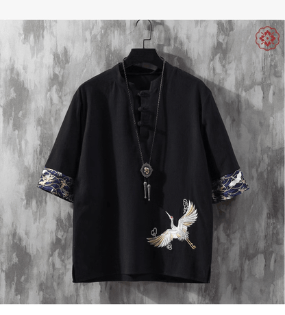 Summer thin loose embroidered linen boutique short sleeve T-shirt