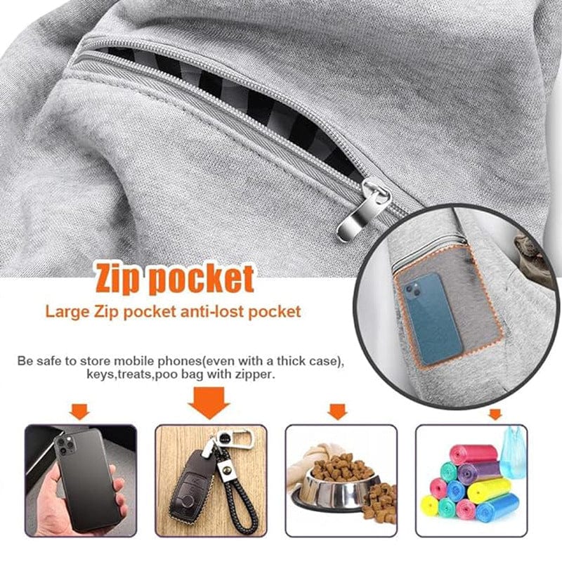 Personalised Grey dog Sling Carrier for small dog image - Custom embroidered pet sling Carrier - Custom hands free Doogie Sling chest bag
