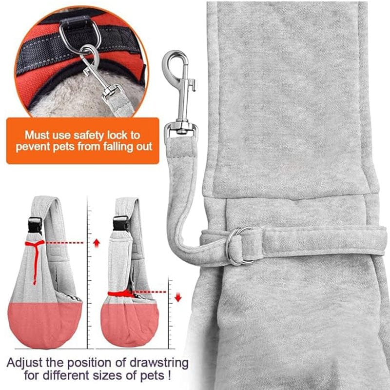 Personalised Grey dog Sling Carrier for small dog image - Custom embroidered pet sling Carrier - Custom hands free Doogie Sling chest bag