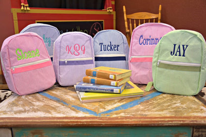Personalized Seersucker Toddler Backpack: Flower Girl Gift, Ring Bearer Gift