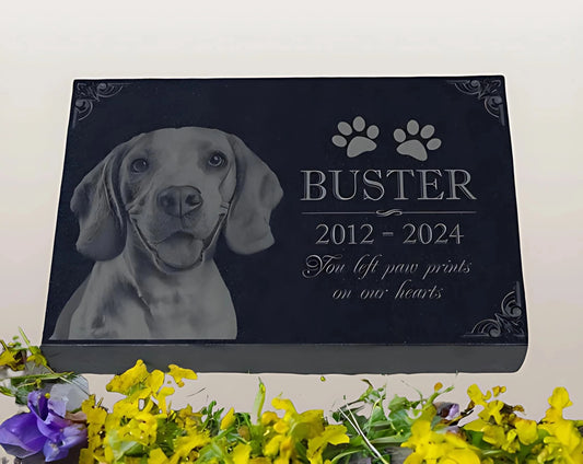 Personalized Granite Pet Memorial Headstone - Waterproof Outdoor Garden Marker,Gift for Sendoff