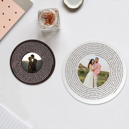 Personalized Music Photo Lyrics Circle Plaque, Acrylic Frame, Valentines Day Gift