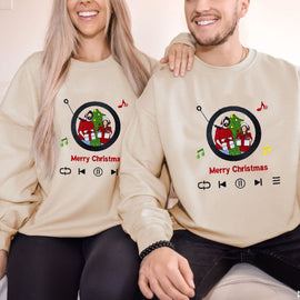Mystichot Custom Embroidered Sweatshirt Portrait Music Player Couple Family Gift |  2025 New Arrivals
