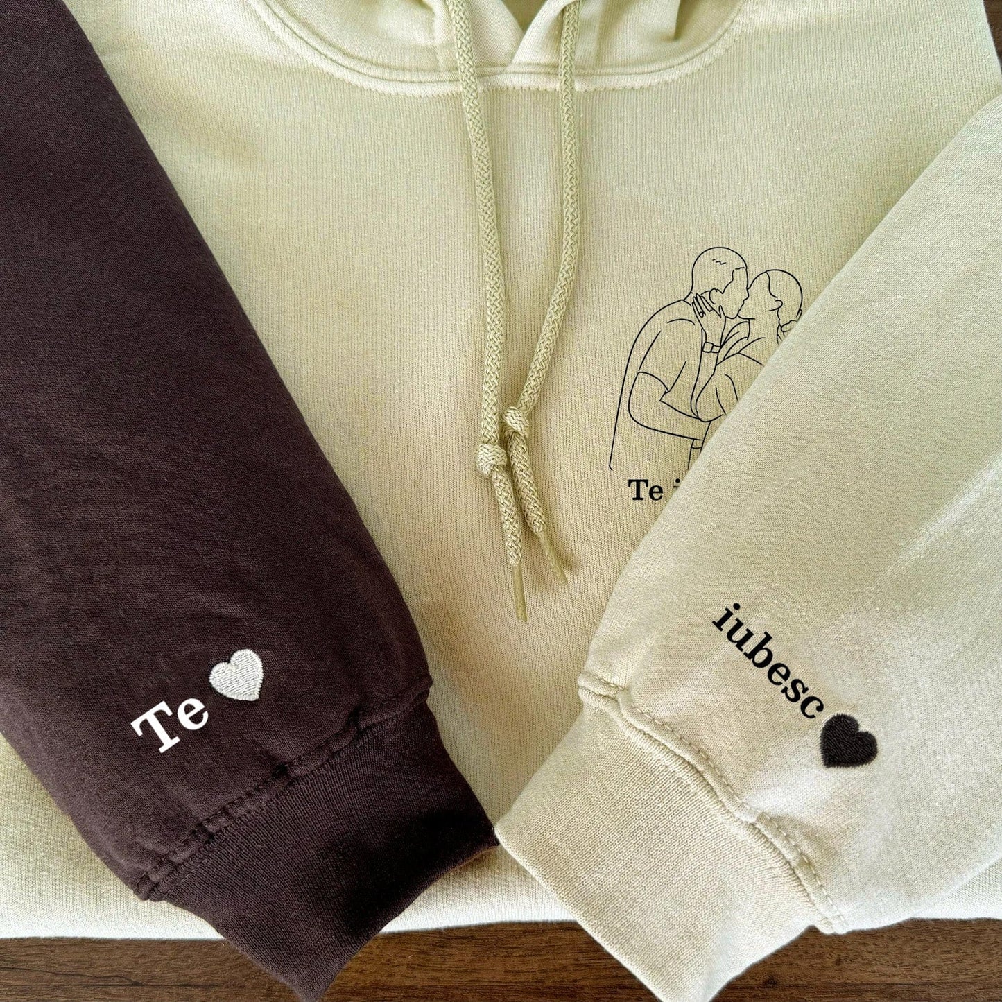 Custom embroidered couples sweatshirts: upload photos and personalize text, choose from15 colors to create a unique, one-of-a-kind gift new