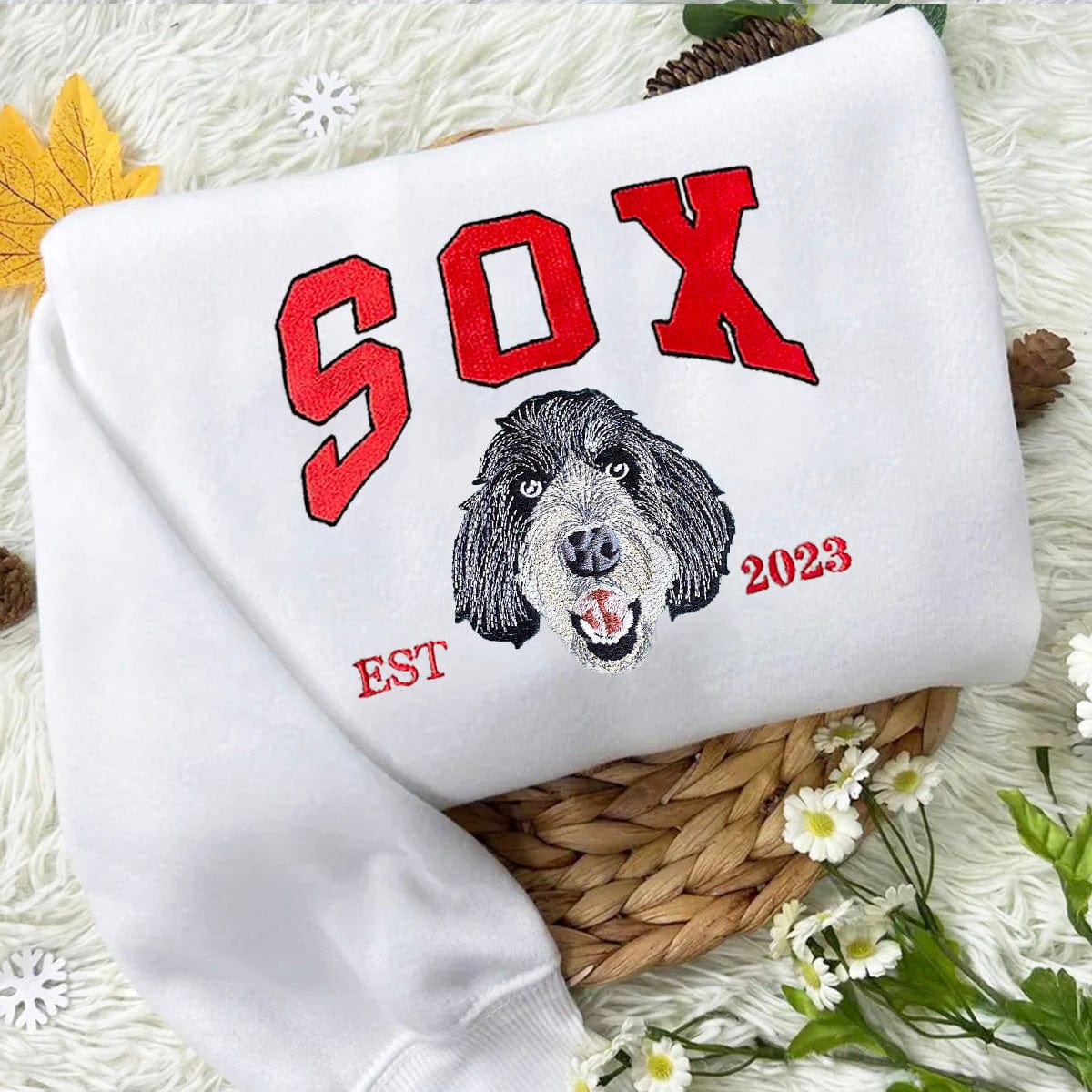 Personalized Embroidered Pet Face and Name Est Sweatshirt for Pet Lovers