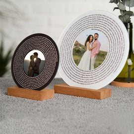 Personalized Music Photo Lyrics Circle Plaque, Acrylic Frame, Valentines Day Gift