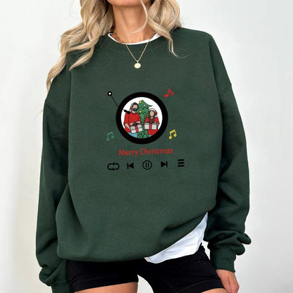 Mystichot Custom Embroidered Sweatshirt Portrait Music Player Couple Family Gift |  2025 New Arrivals