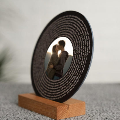 Personalized Music Photo Lyrics Circle Plaque, Acrylic Frame, Valentines Day Gift