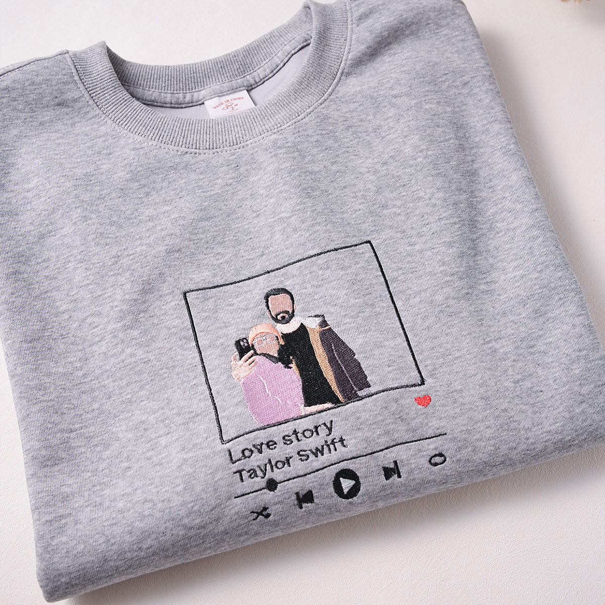 Music Player Elements Combined with Couple Photos | Unique Design Embroidered Hoodie for Couples | Fall Edition, Perfect Couples Gift