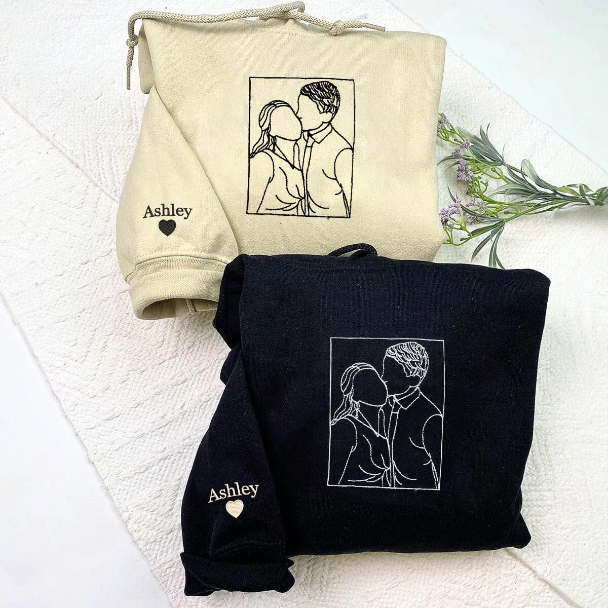 Couple's Line Embroidery Hoodie | Capturing Beautiful Moments of Love | Unique Fall Edition Design