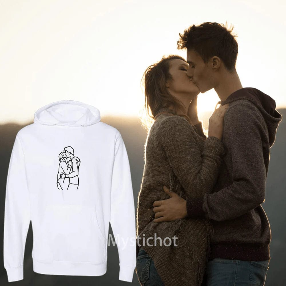 Custom embroidered couples sweatshirts: upload photos and personalize text, choose from15 colors to create a unique, one-of-a-kind gift new