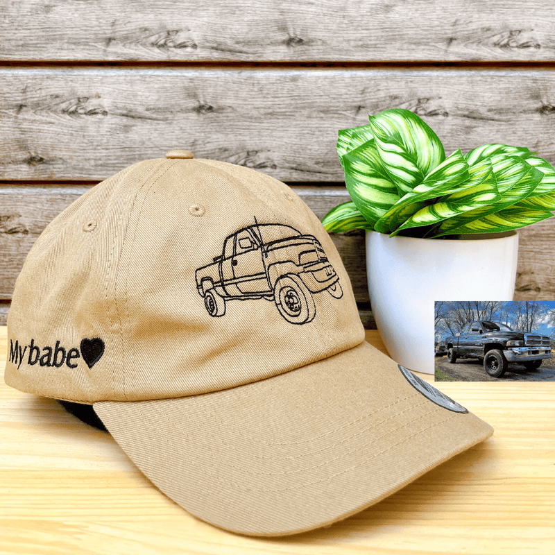 Custom embroidery Dad hat photo contours Custom embroidery