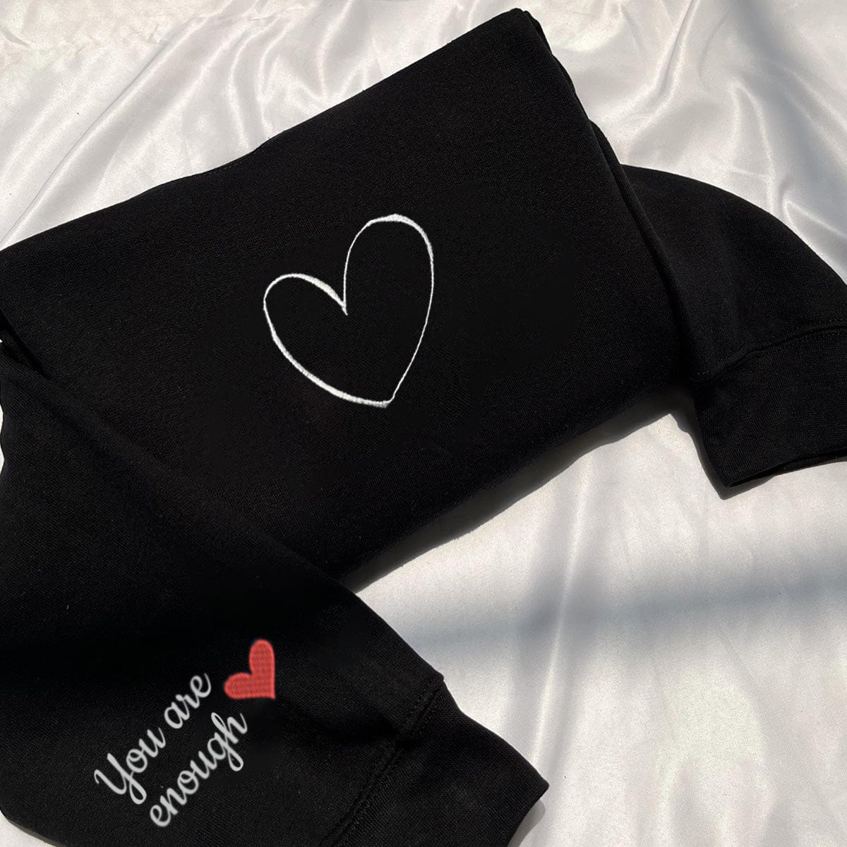 Embroidered Heart Line Couples T-shirt/Sweatshirt/Hoodie - Perfect Gift for Lovers! Soft, Stylish, and Comfortable Apparel for Your Next Casual Outing"