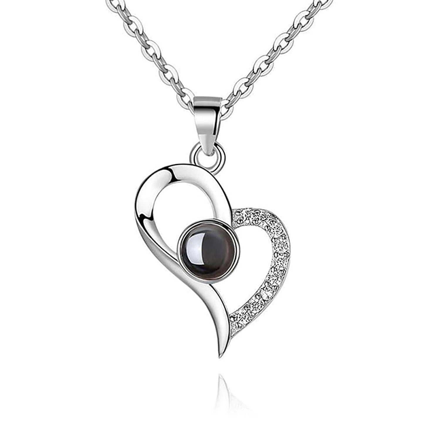 I Love You in 100 Languages Projection Photo Sliver Necklace
