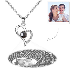 I Love You in 100 Languages Projection Photo Sliver Necklace